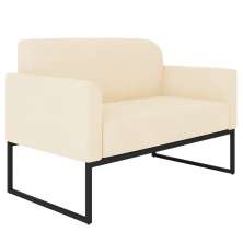Poltrona Namoradeira 2 Lugares Base Industrial Preta Maressa S03 Suede Bege - Ibiza