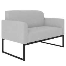 Poltrona Namoradeira 2 Lugares Base Industrial Preta Maressa S10 Suede Cinza - Ibiza