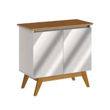 Buffet Classic 2 Portas Off White com Freijó e Espelho - Imcal Móveis