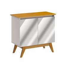 Buffet Classic 2 Portas Off White com Nature e Espelho - Imcal Móveis