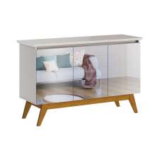 Buffet Classic 3 Portas Off White e Espelho - Imcal Móveis