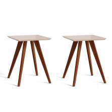 Conjunto com 2 Mesas Laterais Quadradas Classic Off White