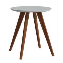 Mesa Lateral Classic Redonda Branco Acetinado - Imcal Móveis