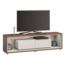 Rack Ópera 1.8 Off White com Freijó - Imcal Móveis