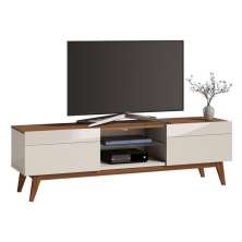 Rack Classic 2G 1.8 Off White com Freijó - Imcal Móveis
