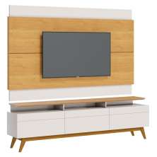 Rack com Painel Classic +3G 1.8 Nature com Off White - Imcal Móveis