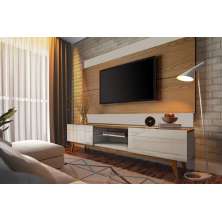 Rack com Painel Classic 2G 2.2 Freijó com Off White - Imcal Móveis