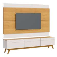 Rack com Painel Classic 3G 2.2 Nature com Off White - Imcal Móveis