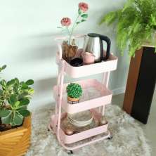 Carrinho Multiuso Organizador 3 Prateleiras em Ferro Rosa