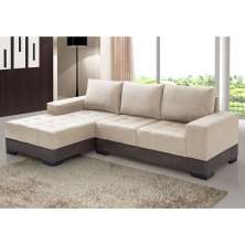 Sofá 3 Lugares Patrícia com Chaise Esquerdo Suede Areia