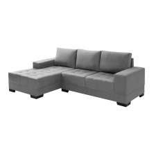 Sofá 3 Lugares Patrícia com Chaise Esquerdo Suede Liso Cinza