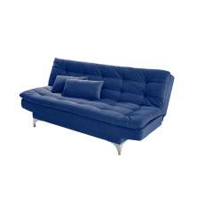 Sofá-Cama 3 Lugares Casal Pratic Suede Liso Azul Marinho