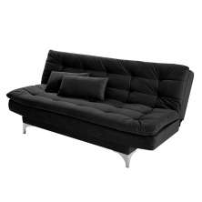 Sofá-Cama 3 Lugares Casal Pratic Suede Liso Preto