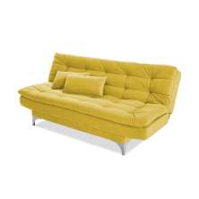 Sofá Cama 3 Lugares Pratic Veludo Liso Amarelo - Império Estofados 