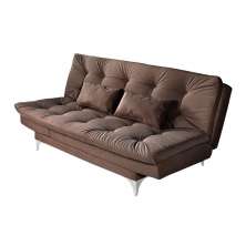 Sofá Cama 3 Lugares Versátil Veludo Liso Marrom - Império Estofados 