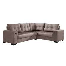 Sofá de Canto 5 Lugares Dijon com Entrada USB Suede Nude