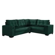 Sofá de Canto 5 Lugares Dijon com Entrada USB Suede Verde