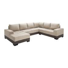 Sofá de Canto 5 Lugares com Chaise Esquerdo Patrícia Suede Areia