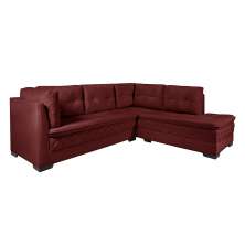 Sofá de Canto 6 Lugares Canadá Suede Aveludado Cereja
