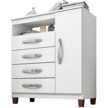 Cômoda Sapateira 4 Gavetas 1 Porta Cannes Branco