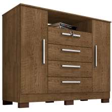Cômoda Sapateira Rack para Quarto 2 Portas 4 Gavetas Madri Malbec