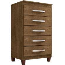 Cômoda para Quarto 5 Gavetas com Pés Cannes  Malbec