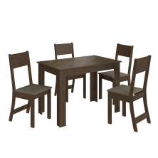 Mesa Atlanta Com 4 Cadeiras Noce Assento Cacau - Indekes