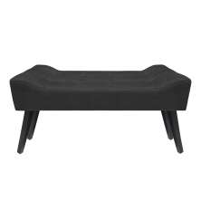 Banco Estofado Paris 1,20m Suede Preto - Inova Decor