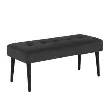 Banco Estofado Theo 1,20m Suede Suede Preto - Inova Decor