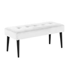 Banco Estofado Theo 1,40m Suede Branco - Inova Decor