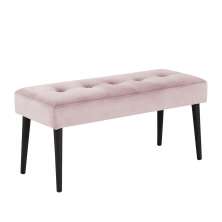 Banco Estofado Theo 1,40m Suede Rosa Bebe - Inova Decor