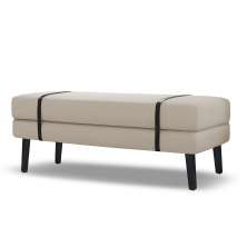 Banco Estofado Viena 1,20m Suede Bege - Inova Decorações
