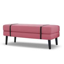 Banco Estofado Viena 1,20m Suede Pink - Inova Decorações