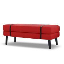 Banco Estofado Viena 1,20m Suede Vermelho - Inova Decorações