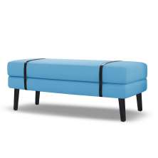 Banco Estofado Viena 1,40m Suede Azul Turquesa - Inova Decorações