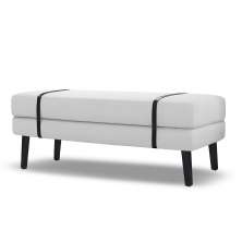 Banco Estofado Viena 1,40m Suede Branco - Inova Decorações