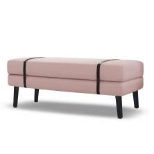 Banco Estofado Viena 1,40m Suede Rosa Bebe - Inova Decorações