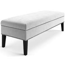 Banco Sofia 1,20m com Tachas Suede Branco - Inova Decor