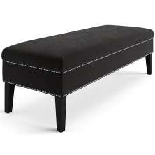 Banco Sofia 1,20m com Tachas Suede Preto - Inova Decor