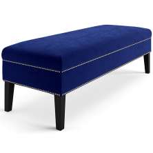 Banco Sofia 1,40m com Tachas Suede Azul Marinho - Inova Decor
