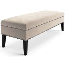 Banco Sofia 1,40m com Tachas Suede Bege - Inova Decor