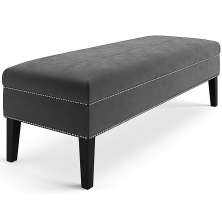 Banco Sofia 1,40m com Tachas Suede Grafite - Inova Decor
