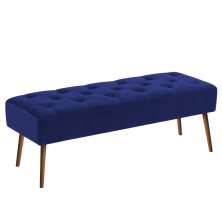 Banco estofado Rubi 1,20m Suede Azul Marinho - Inova Decor
