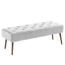 Banco estofado Rubi 1,40m Suede Branco - Inova Decor