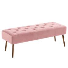 Banco estofado Rubi 1,40m Suede Rosa Bebe - Inova Decor