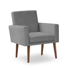 Poltrona Decorativa Nina Linho Cinza - Inova Decor
