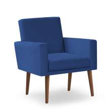 Poltrona Decorativa Nina Suede Azul Marinho - Inova Decor