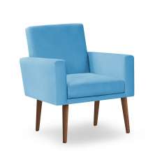 Poltrona Decorativa Nina Suede Azul Turquesa - Inova Decor