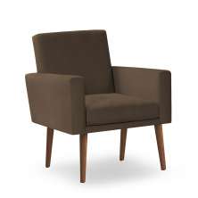 Poltrona Decorativa Nina Suede Marrom - Inova Decor