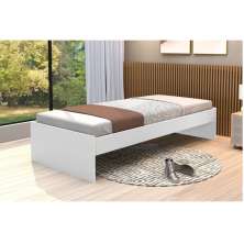 Cama Turca Moderna Branca Para Colchão Solteiro De Madeira Reforçada